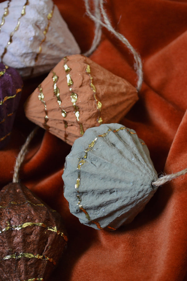 Set of Six Paper Pulp Cone Decorations