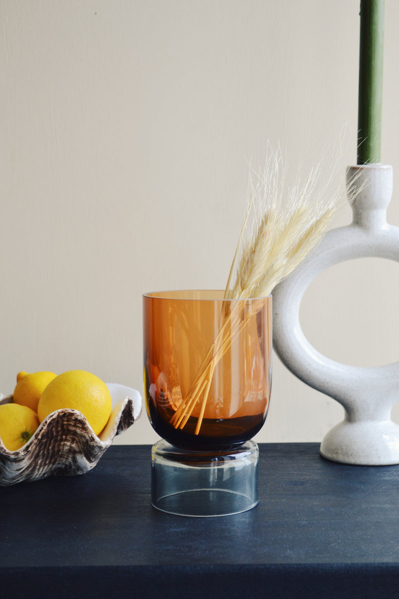 Amber and Smoke Glass Vase