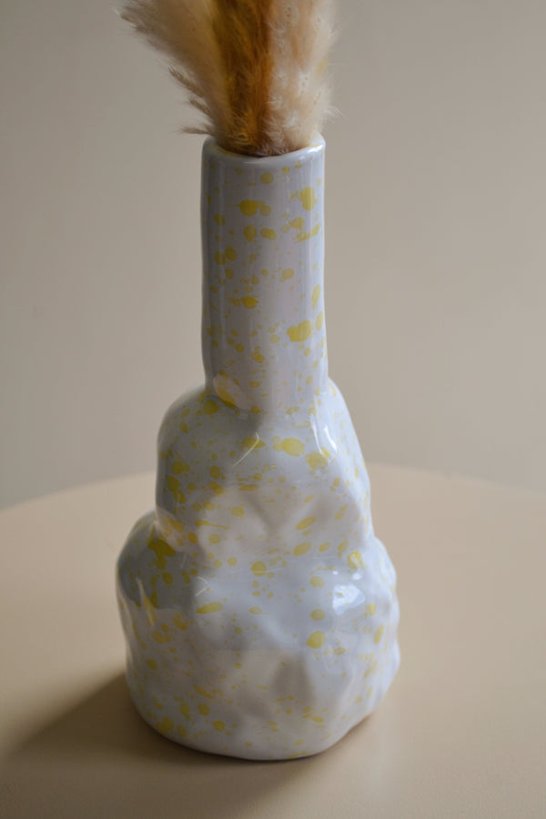 White and Yellow Splash Vase