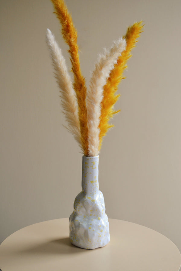White and Yellow Splash Vase