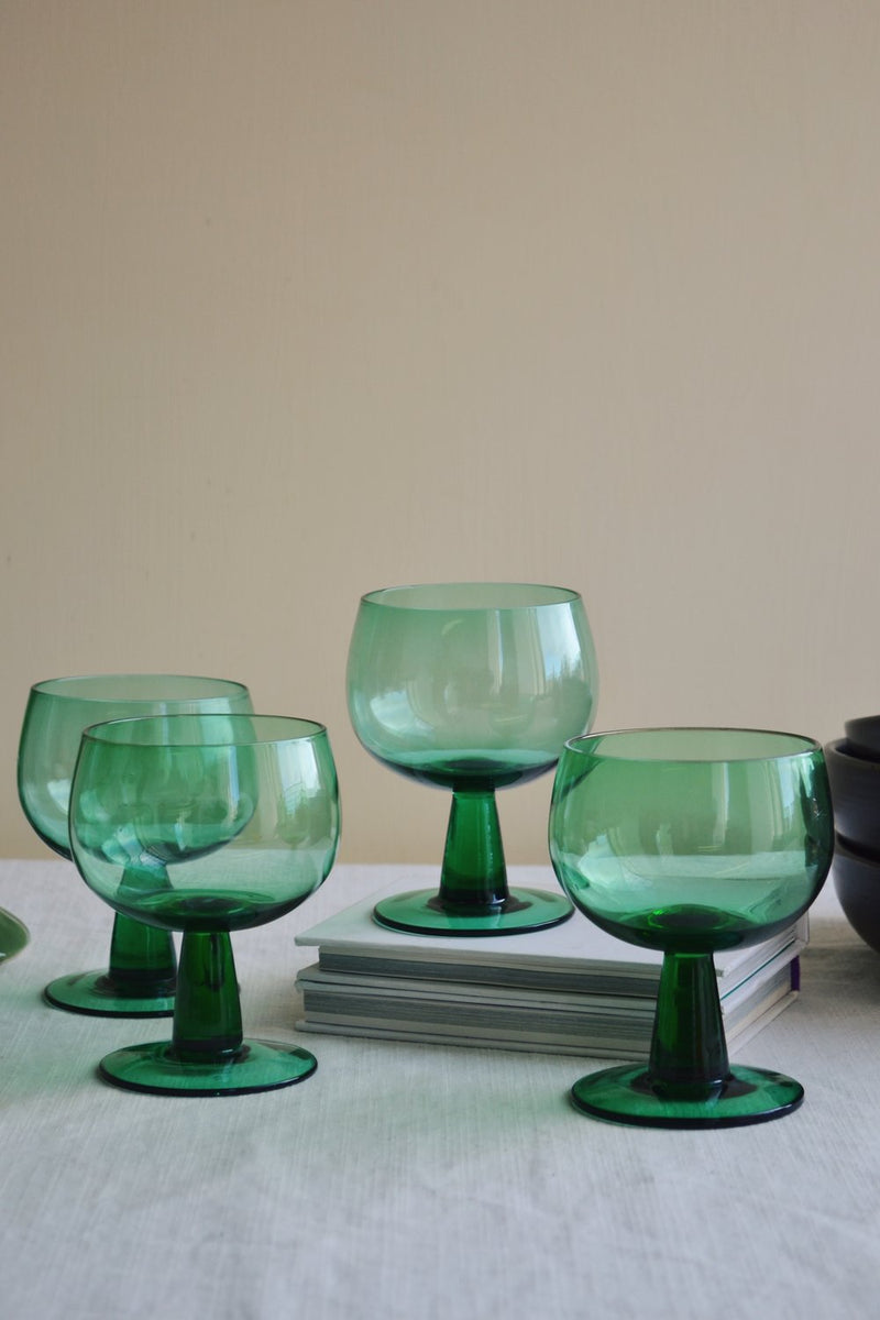HKLIVING ® | Set of Four Fern Green Low Wine Glasses