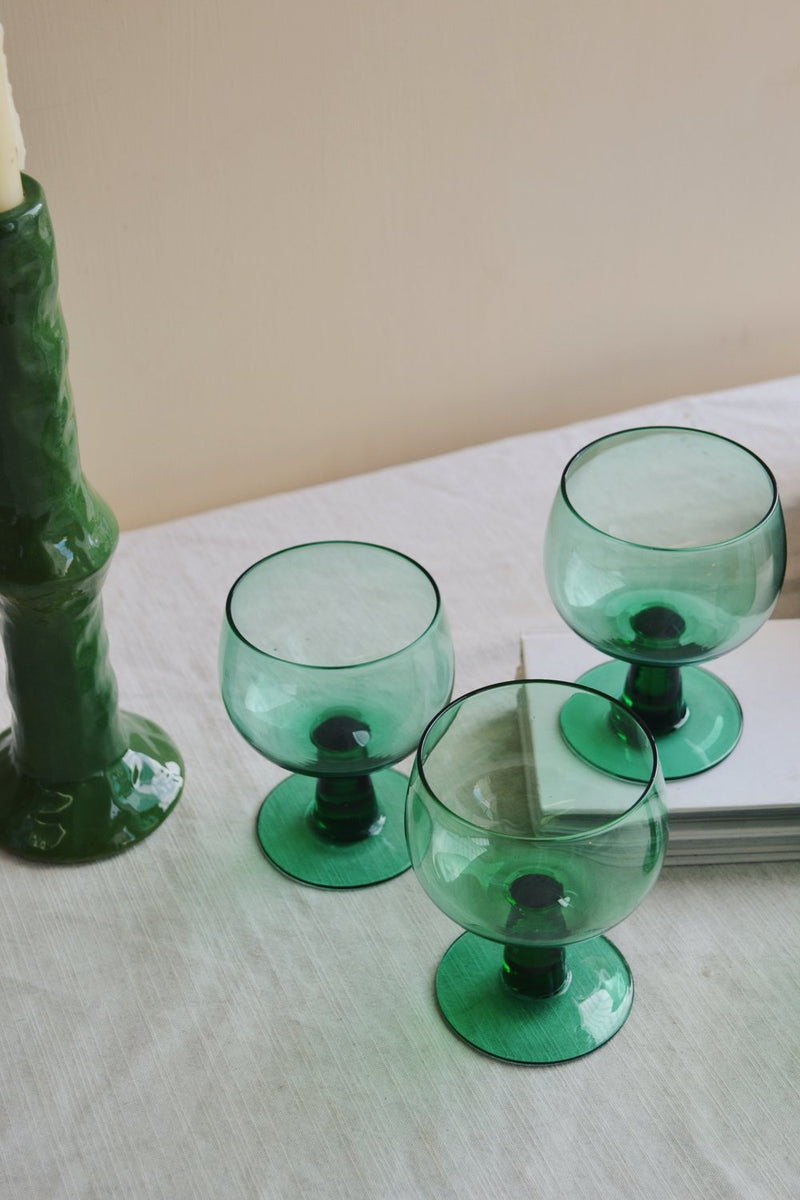 HKLIVING ® | Set of Four Fern Green Low Wine Glasses