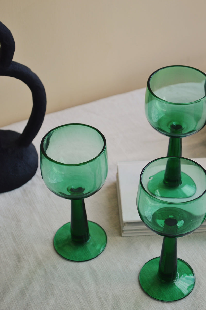 HKLIVING ® | Set of Four Fern Green Tall Wine Glasses