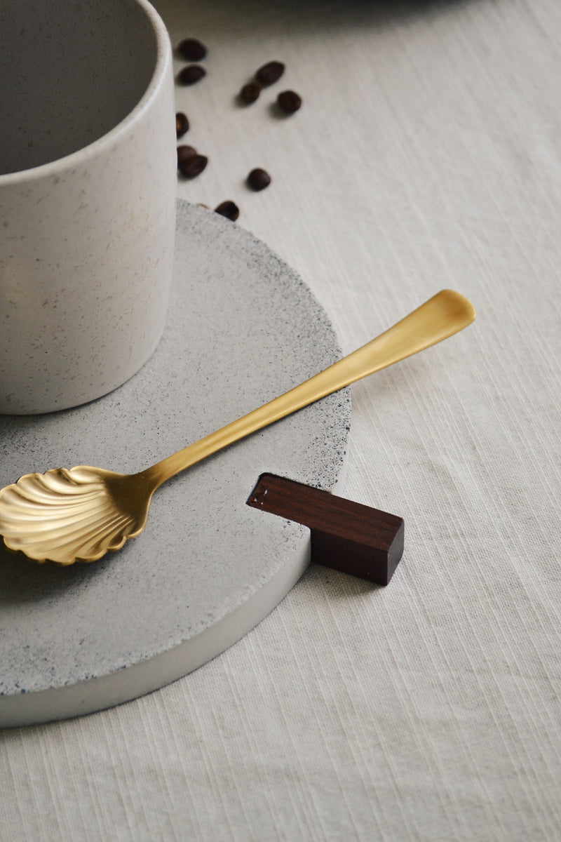 Concrete and Wood Round Coaster Trivet