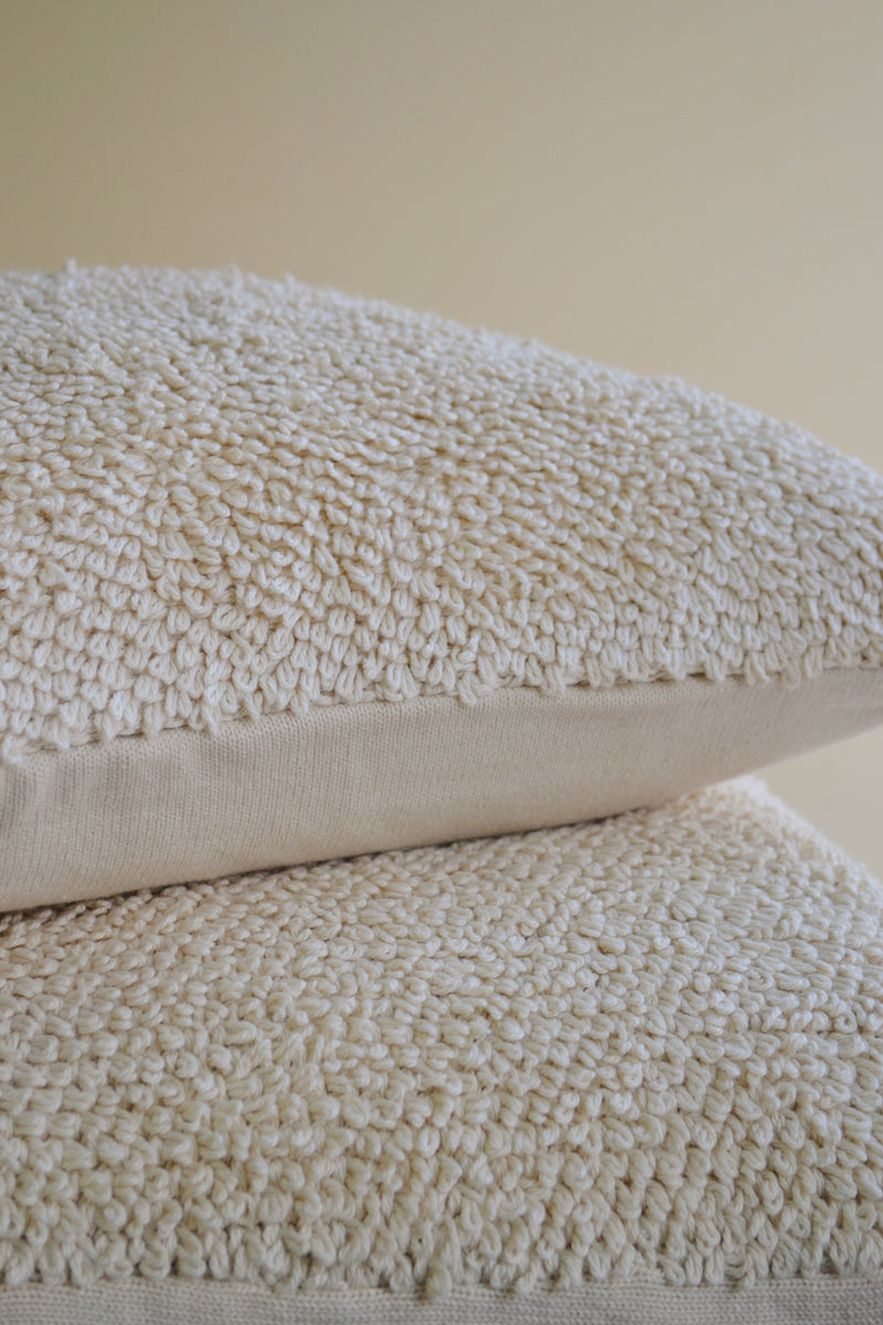 Off White Teddy Knitted Cushion - Two Sizes Available