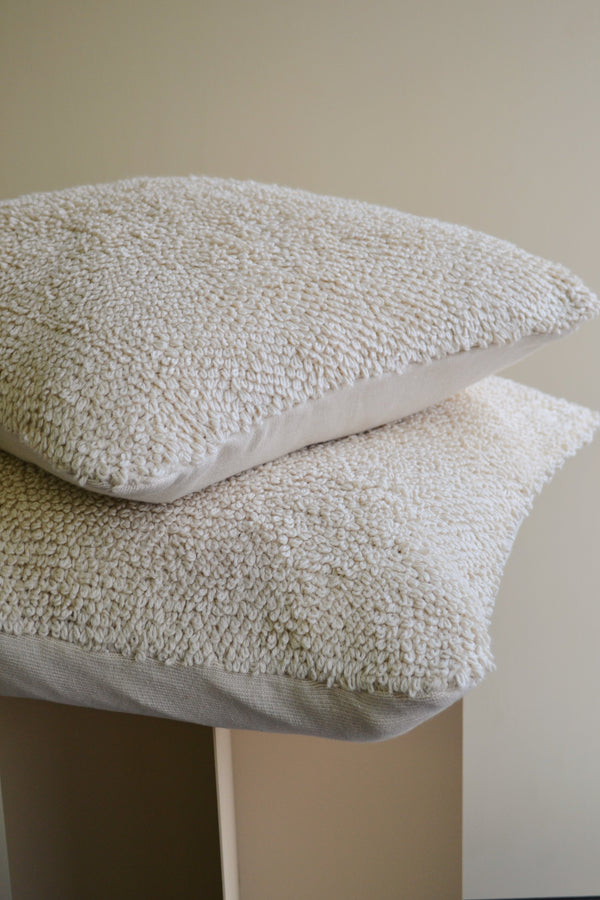 Off White Teddy Knitted Cushion - Two Sizes Available