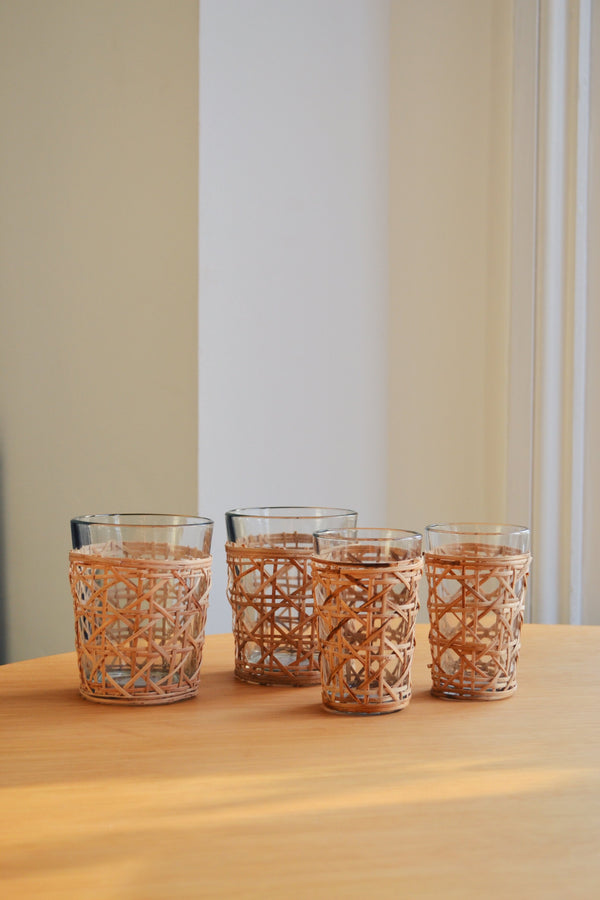 Drinking Glass with Bamboo Cane
