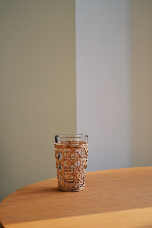 Drinking Glass with Bamboo Cane