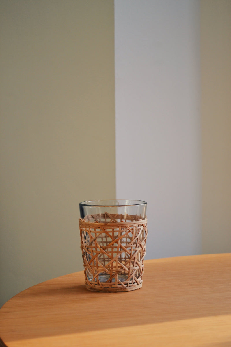 Drinking Glass with Bamboo Cane