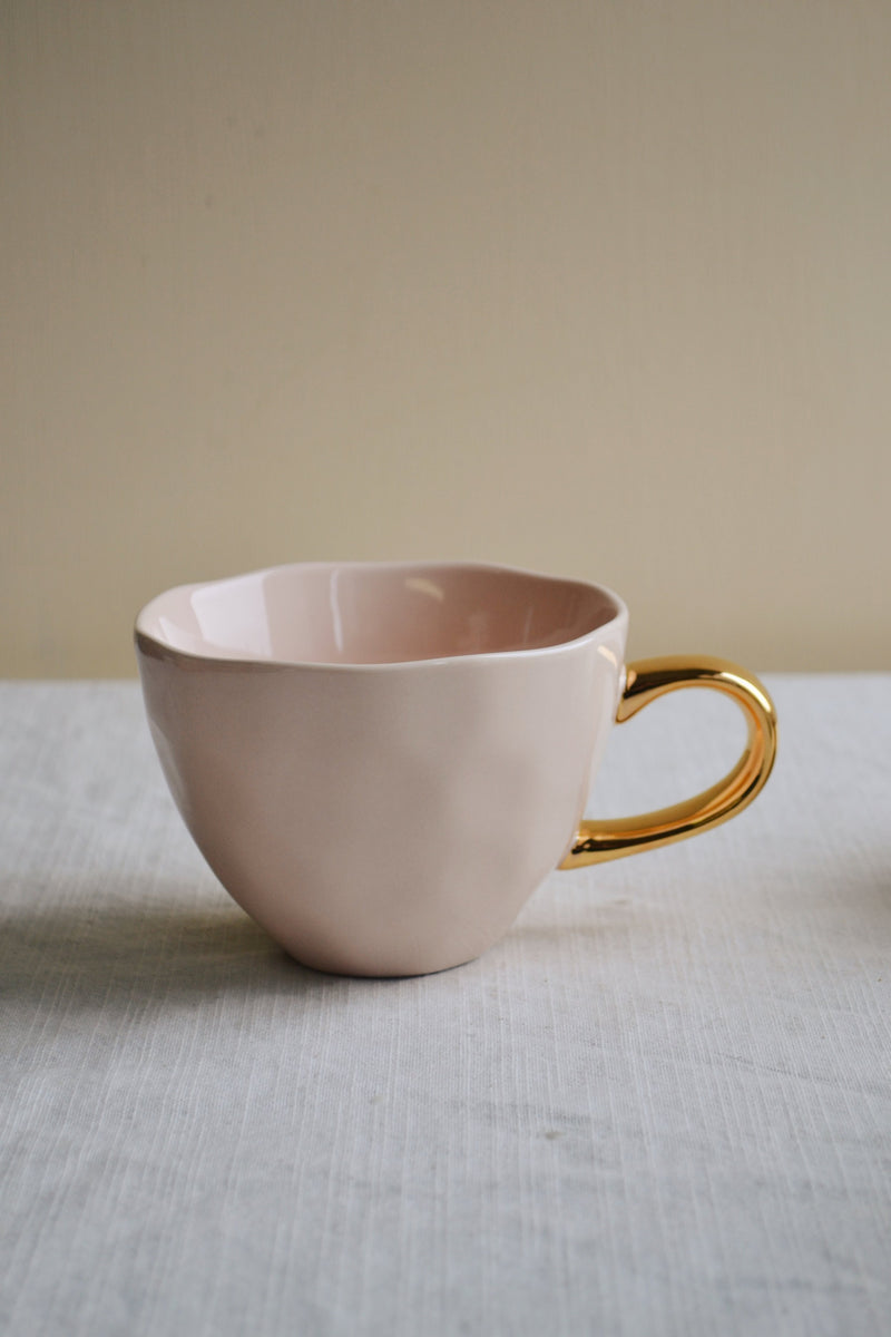 Pastel Coffee Mug with Gold Handle - Three Colours Available