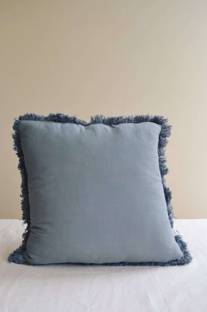 Cotton Gauze Cushion with Fringing - Five Colours Available