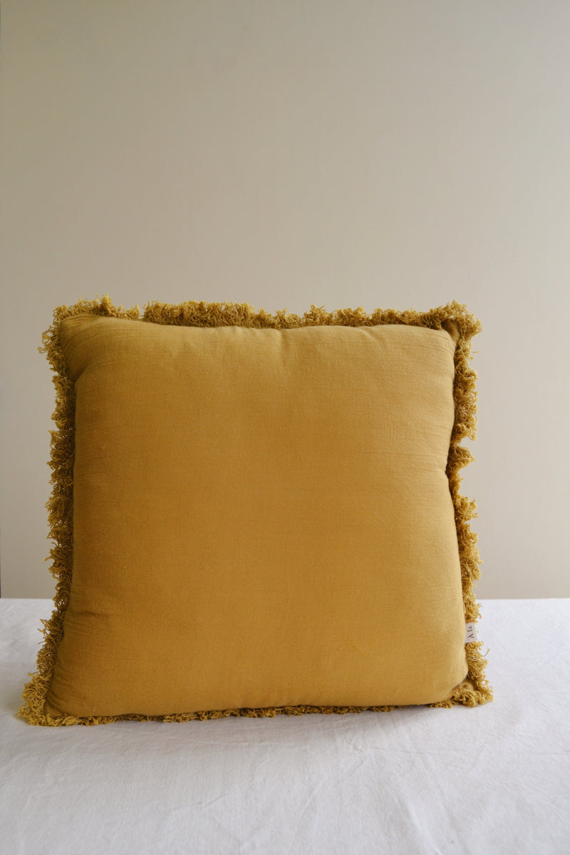Cotton Gauze Cushion with Fringing - Five Colours Available