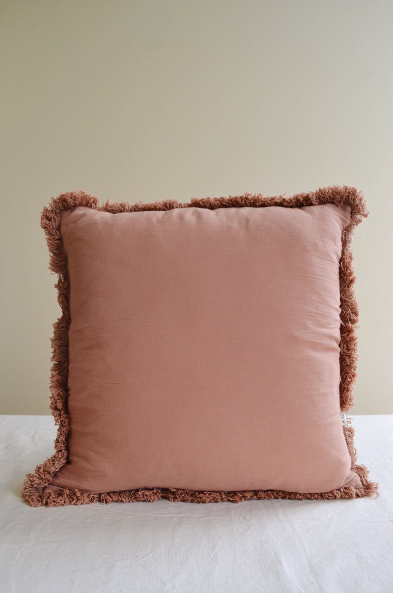 Cotton Gauze Cushion with Fringing - Five Colours Available