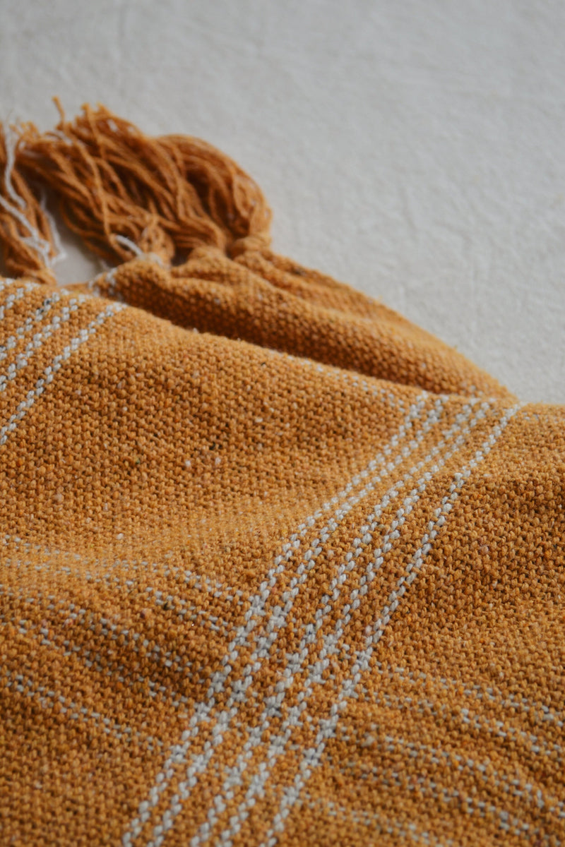 Mustard Checked Recycled Cotton Throw Spicer and Wood