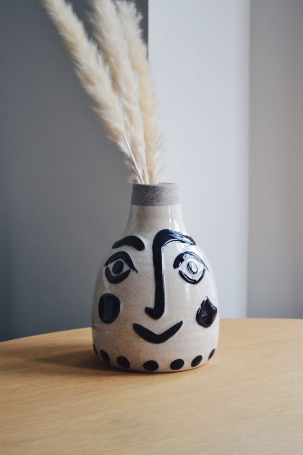 Stoneware Vase with Face