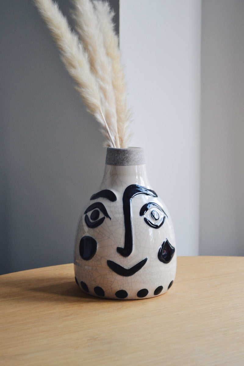 Stoneware Vase with Face