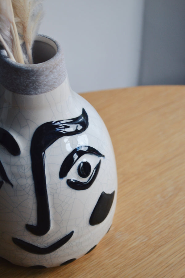 Stoneware Vase with Face