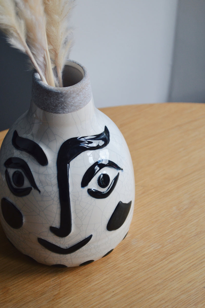 Stoneware Vase with Face