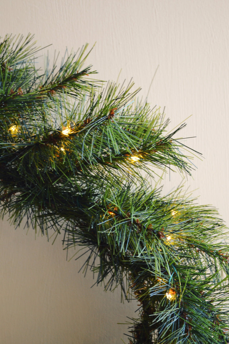 Pine Wreath with Lights