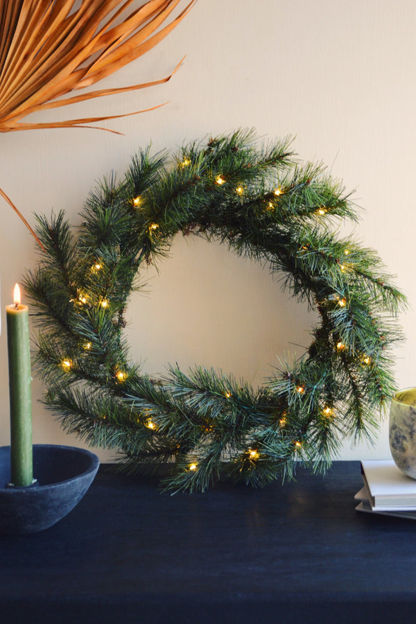Pine Wreath with Lights