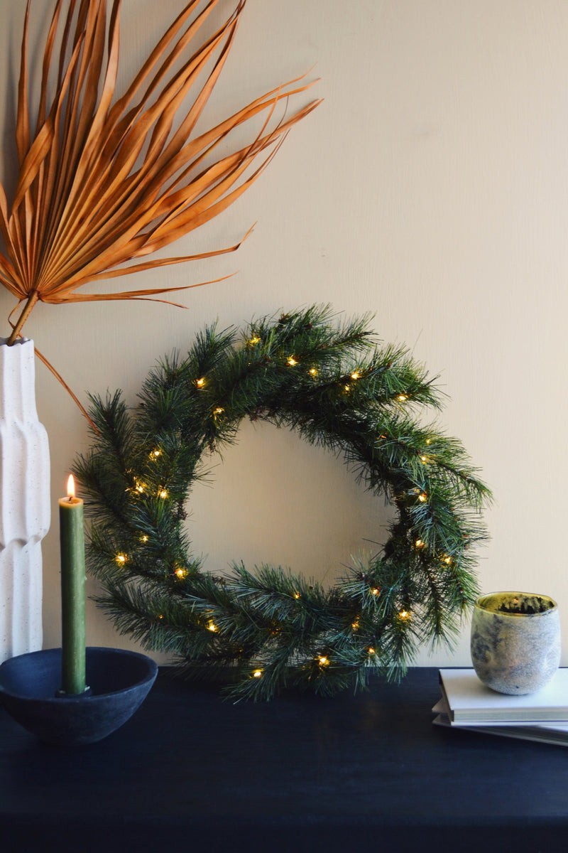 Pine Wreath with Lights