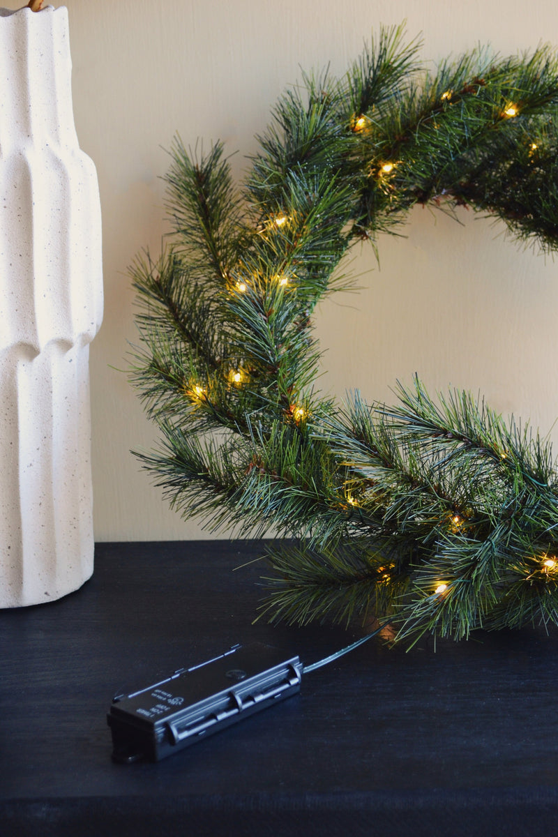 Pine Wreath with Lights