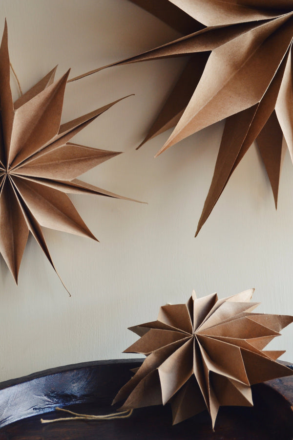 Capella Brown Paper Star Decoration - Three Sizes Available