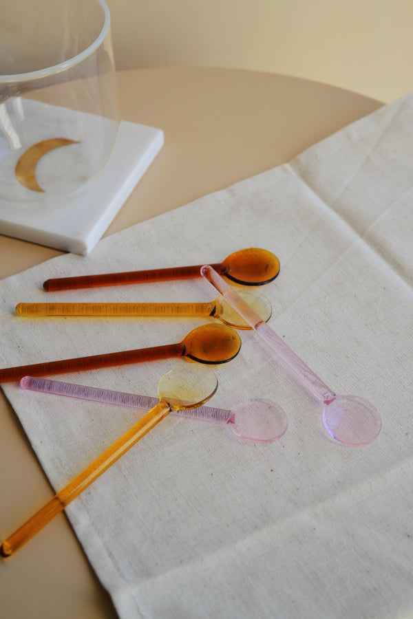 Set of Two Glass Spoons - Three Colours Available