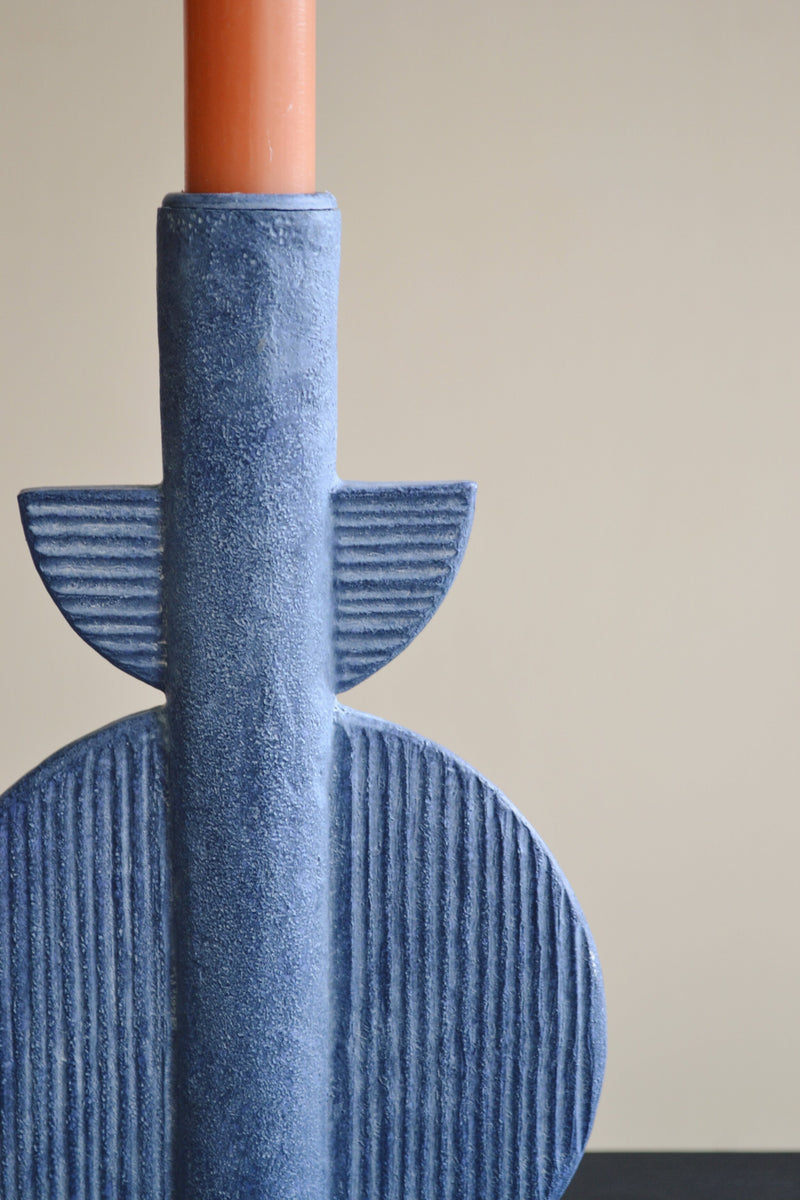 Blue Geometric Candlestick Holders - Two Styles Available