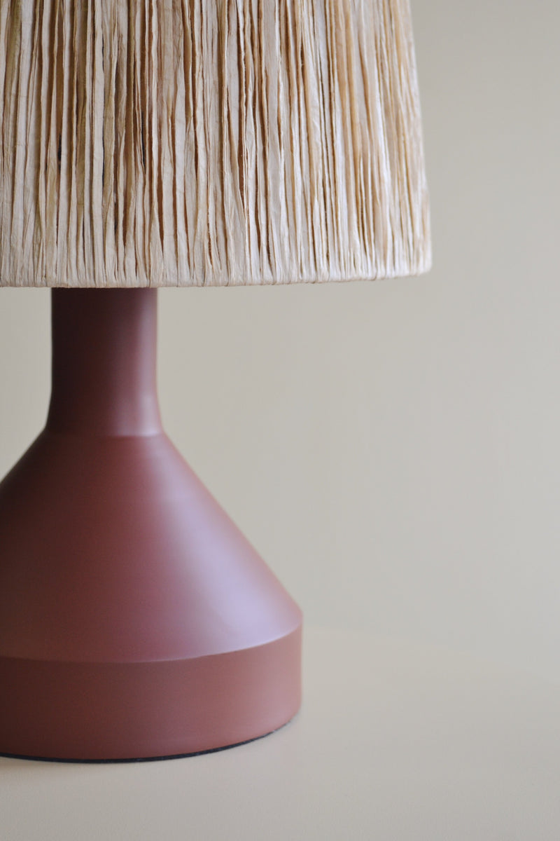 Brick Iron Table Lamp with Raffia Shade