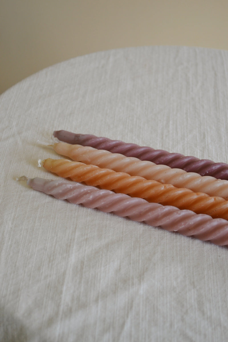 Set of Four Rustic Spiral Candles