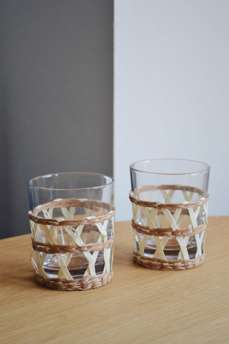 Drinking Glass with Woven Paper Sleeve
