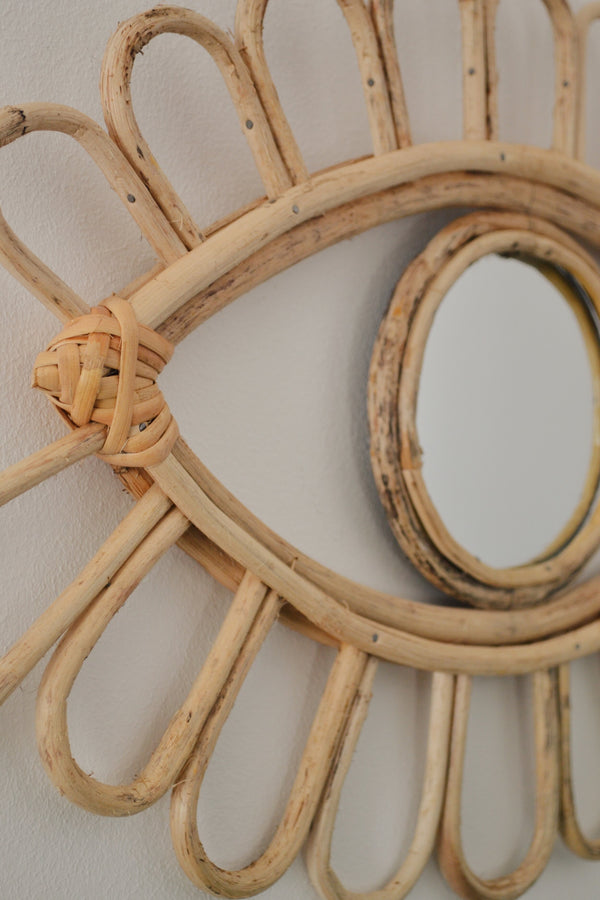 Cane Rattan Eye Mirror