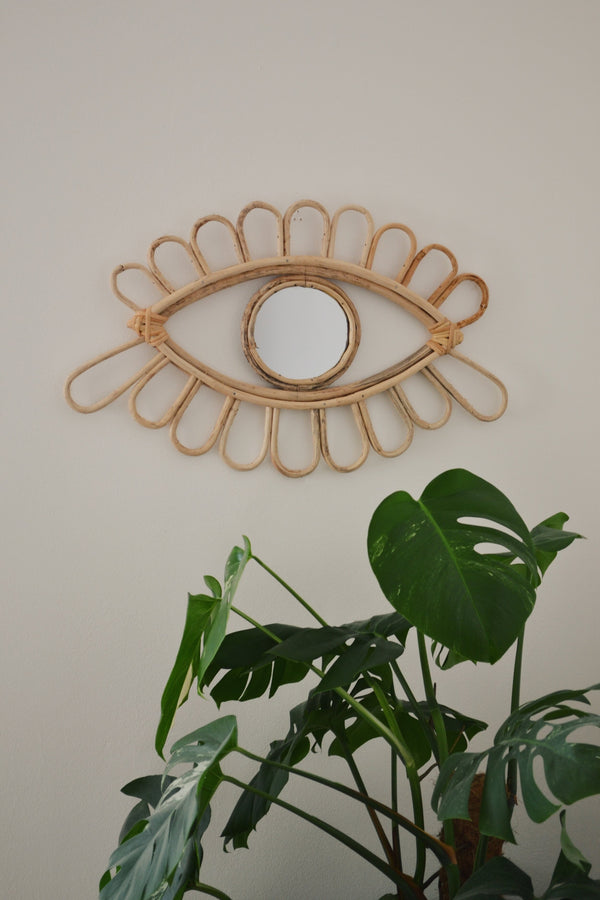 Cane Rattan Eye Mirror