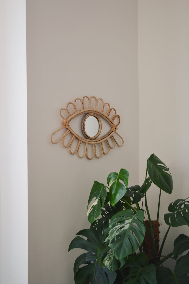 Cane Rattan Eye Mirror