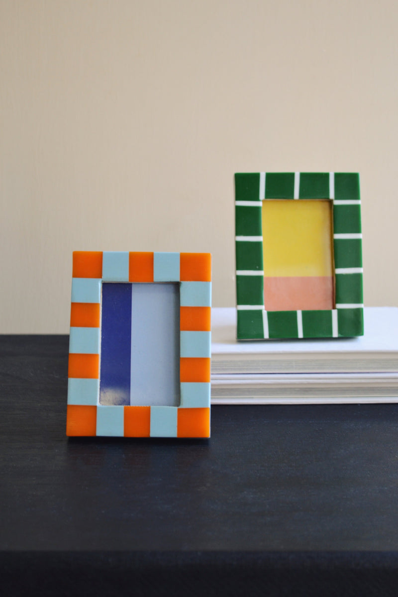 Small Check Photo Frames - Two Colours Available
