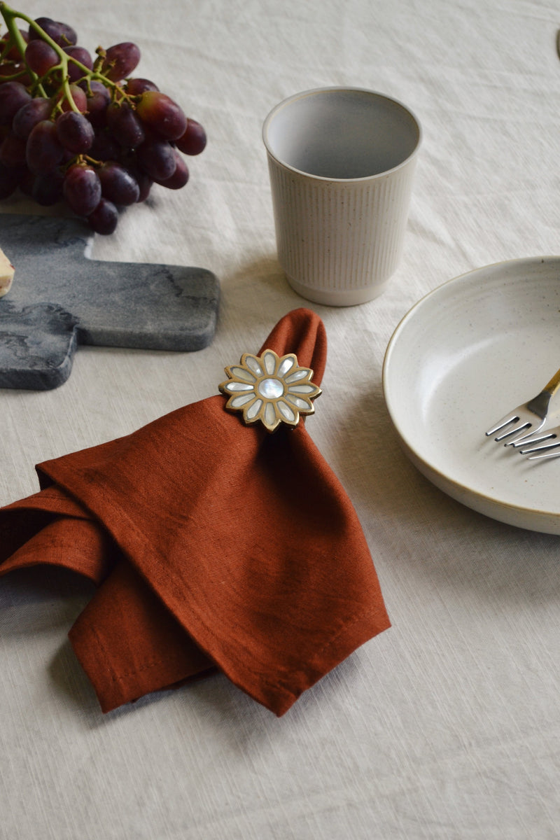 Set of Two Cotton Linen Napkins - Dark Terra