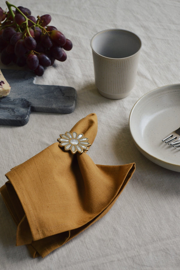 Set of Two Cotton Linen Napkins - Mustard