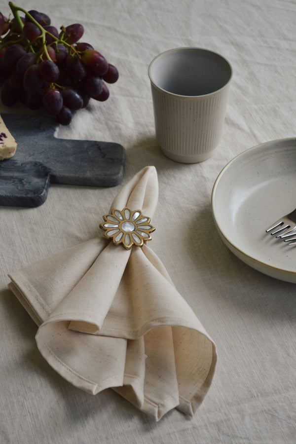 Set of Two Cotton Linen Napkins - Natural