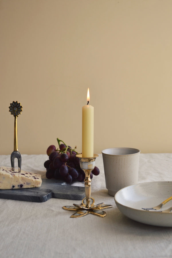 Brass Pearl Flower Candle Stand