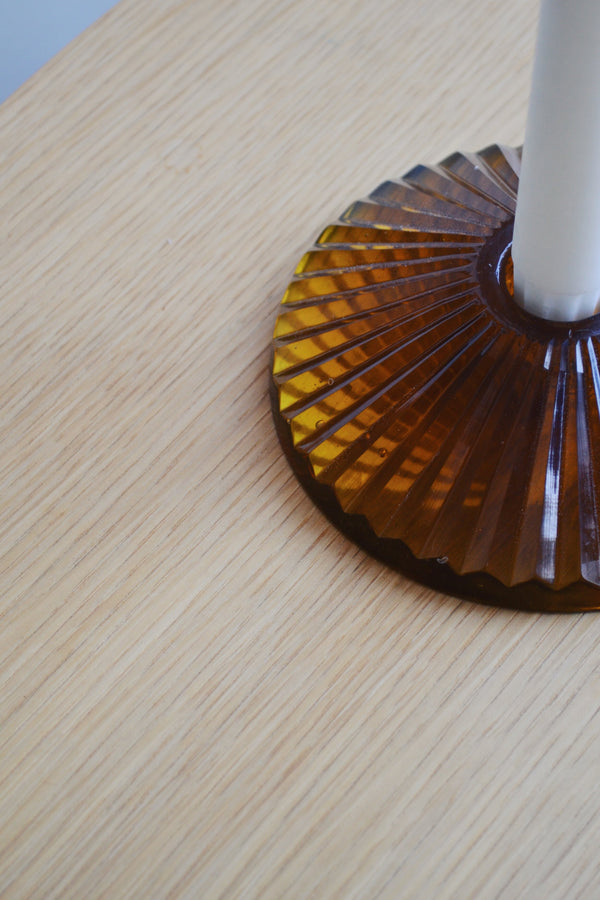 Amber Glass Candlestick Holder