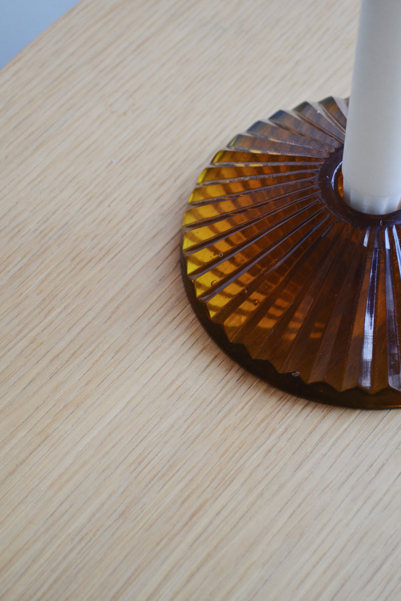 Amber Glass Candlestick Holder