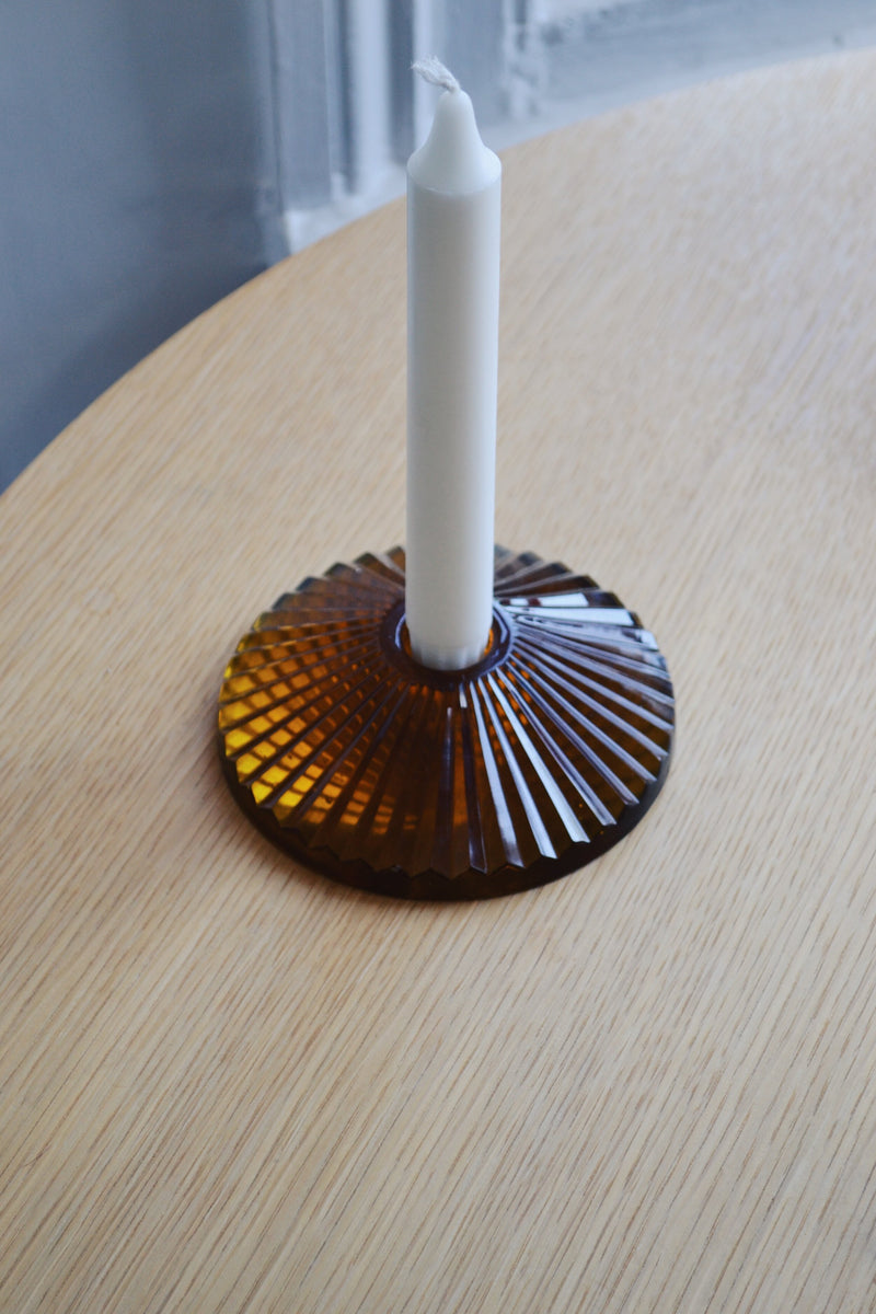 Amber Glass Candlestick Holder