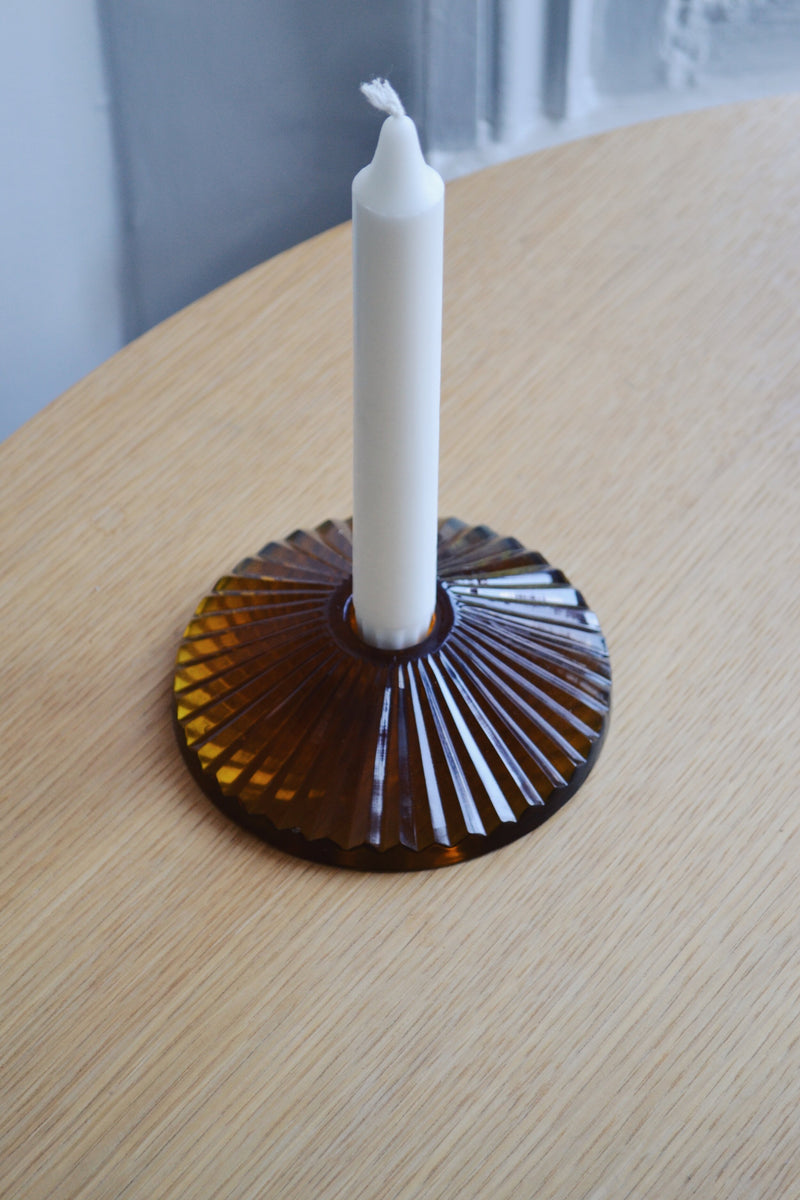 Amber Glass Candlestick Holder