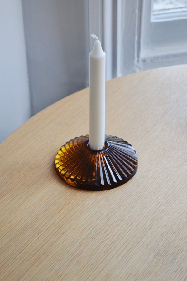 Amber Glass Candlestick Holder