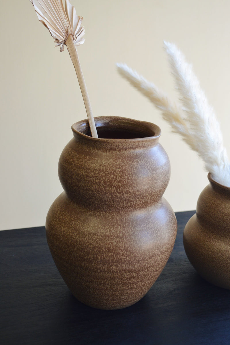 Brown China Clay Vase - Two Sizes Available