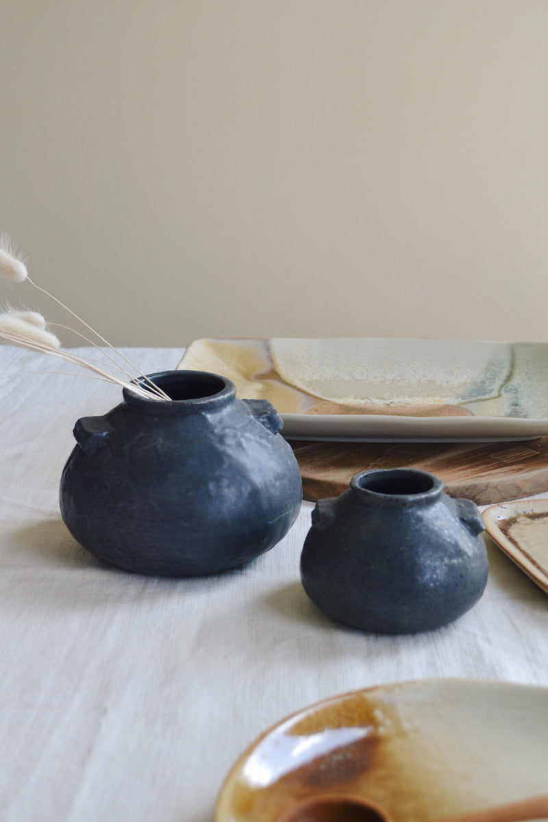 Black Stoneware Vase - Two Sizes