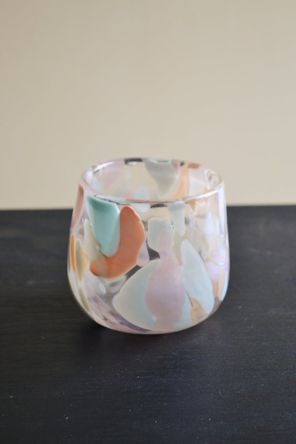 Clear Glass Multi Splatter Candle Holder