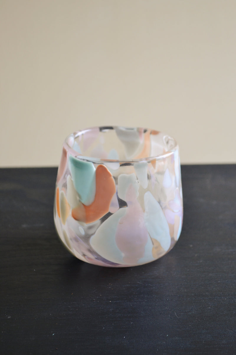 Clear Glass Multi Splatter Candle Holder