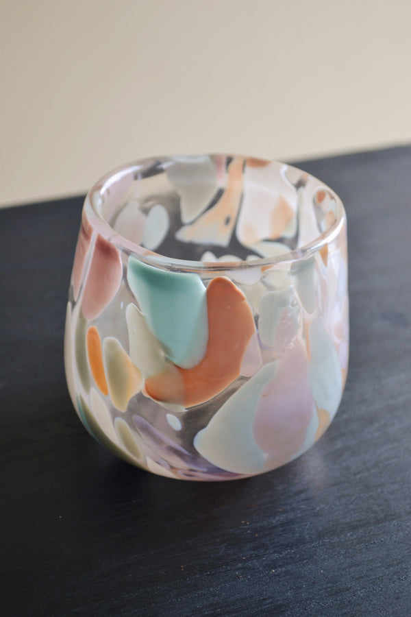 Clear Glass Multi Splatter Candle Holder